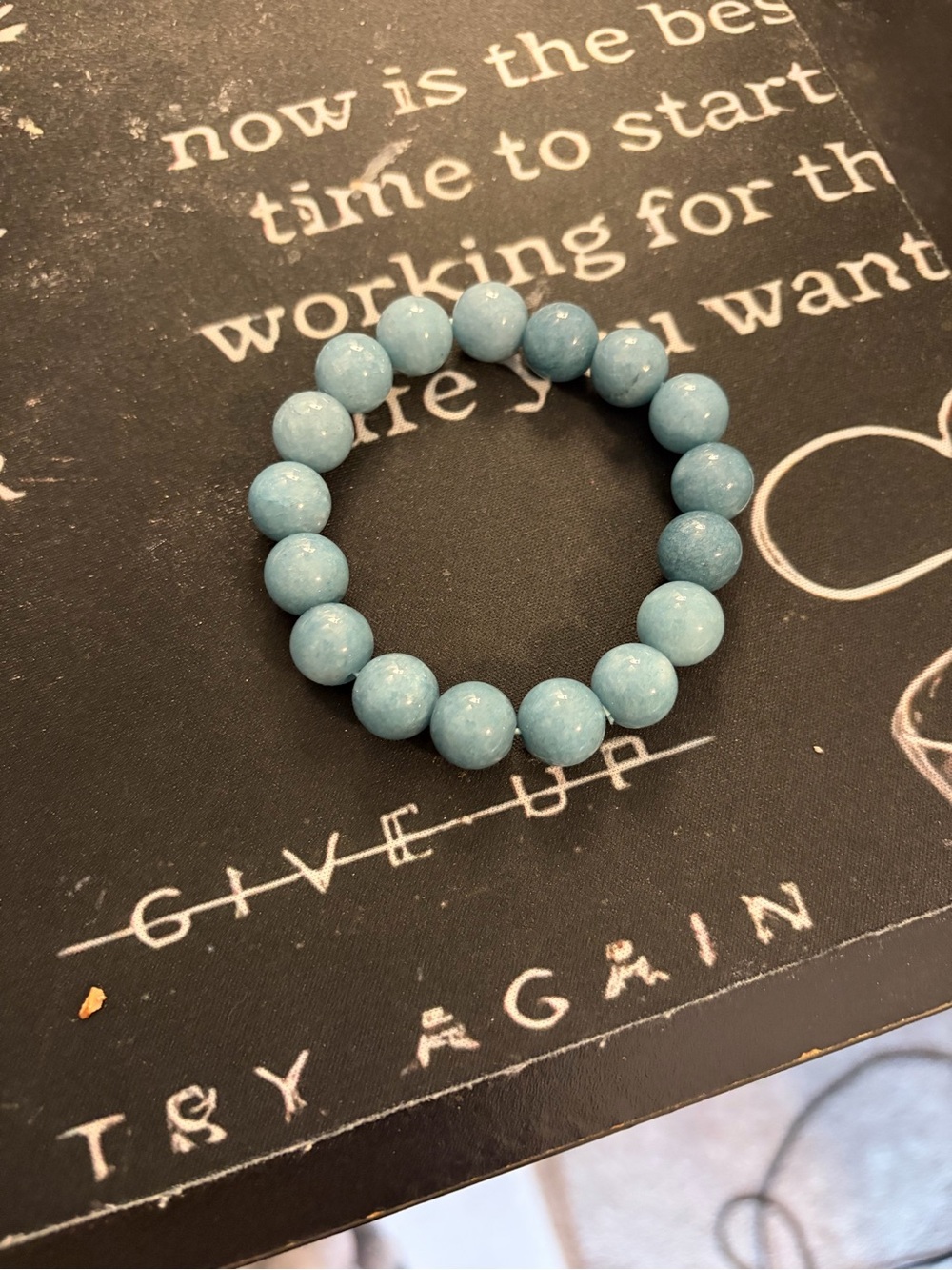 Light Blue Beaded Stretch Bracelet for Women